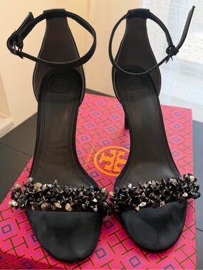 Tory Burch BLACK Satin Heels